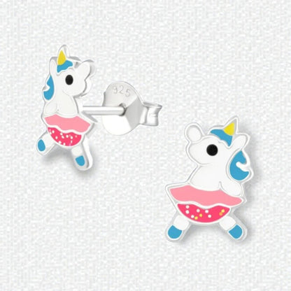 Zilveren Unicorn Oorbellen - Dansende Eenhoorn Cadeautje - Aramat Jewels - Oorbellen - cadeautip