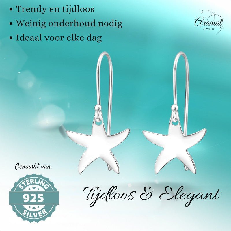 Zilveren Zeester Oorhanger kind - oor1213 - 31922 - Oorhangers kopen# - 12mm - 20mm