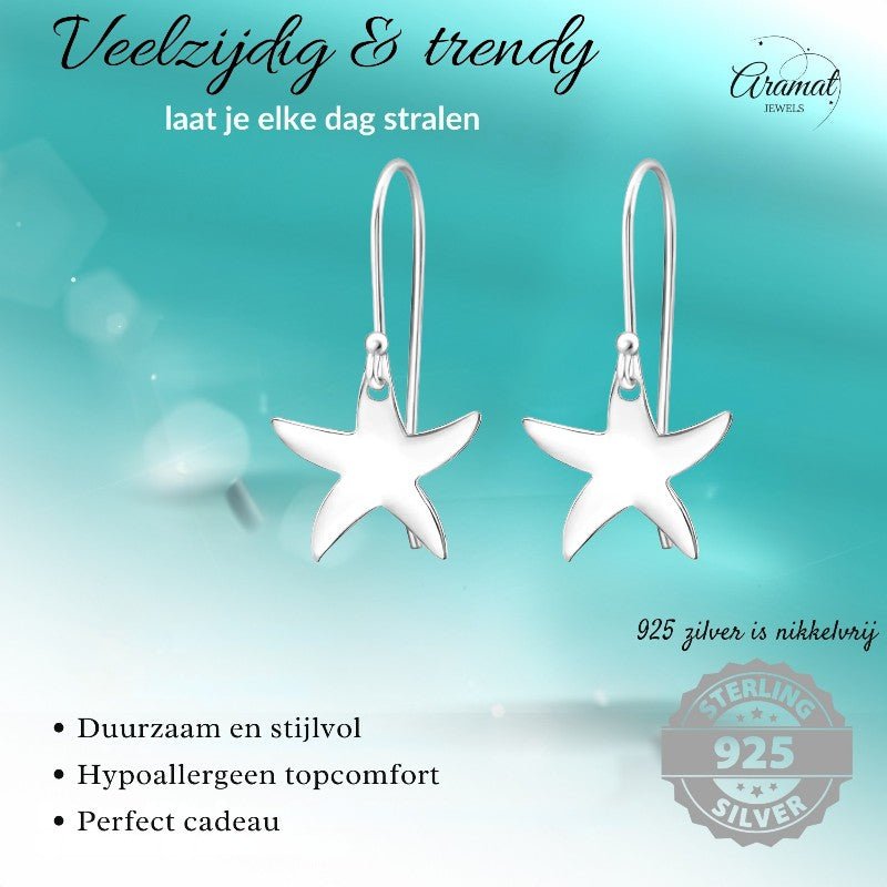 Zilveren Zeester Oorhanger kind - oor1213 - 31922 - Oorhangers kopen# - 12mm - 20mm