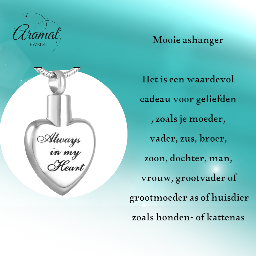 Ash pendant heart Always in my heart – silver color