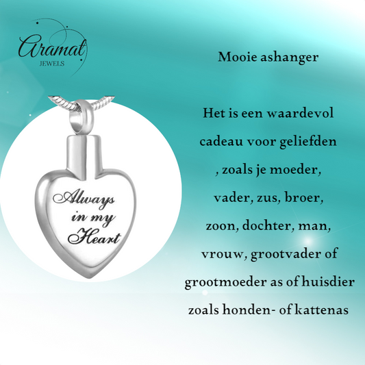 Ash pendant heart Always in my heart – silver color