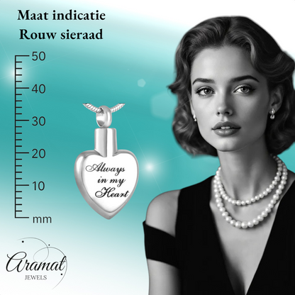Ash pendant heart Always in my heart – silver color