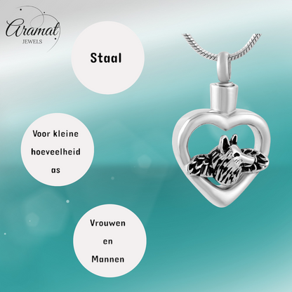 Pendentif cœur chien ailé – couleur argent