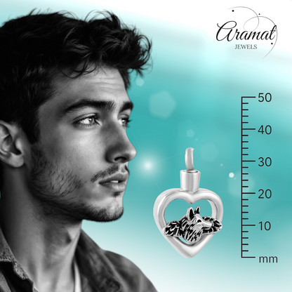 Pendentif cœur chien ailé – couleur argent