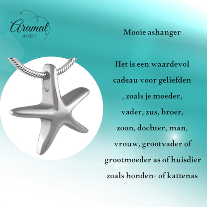 Zilverkleurige ashanger zeester – gedenksieraad - Aramat Jewels - Gedenkhangers - cadeautip