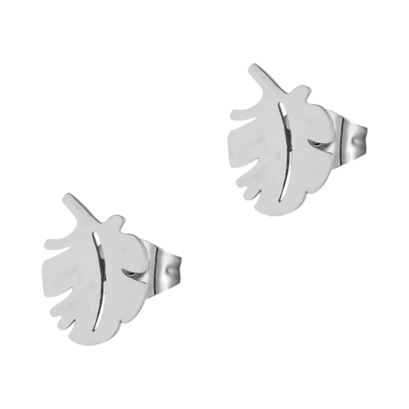 Zilverkleurige blad oorbellen 10×7 mm - oor3398 - XE76502 - Oorbellen kopen# - 10mm - alles - blad