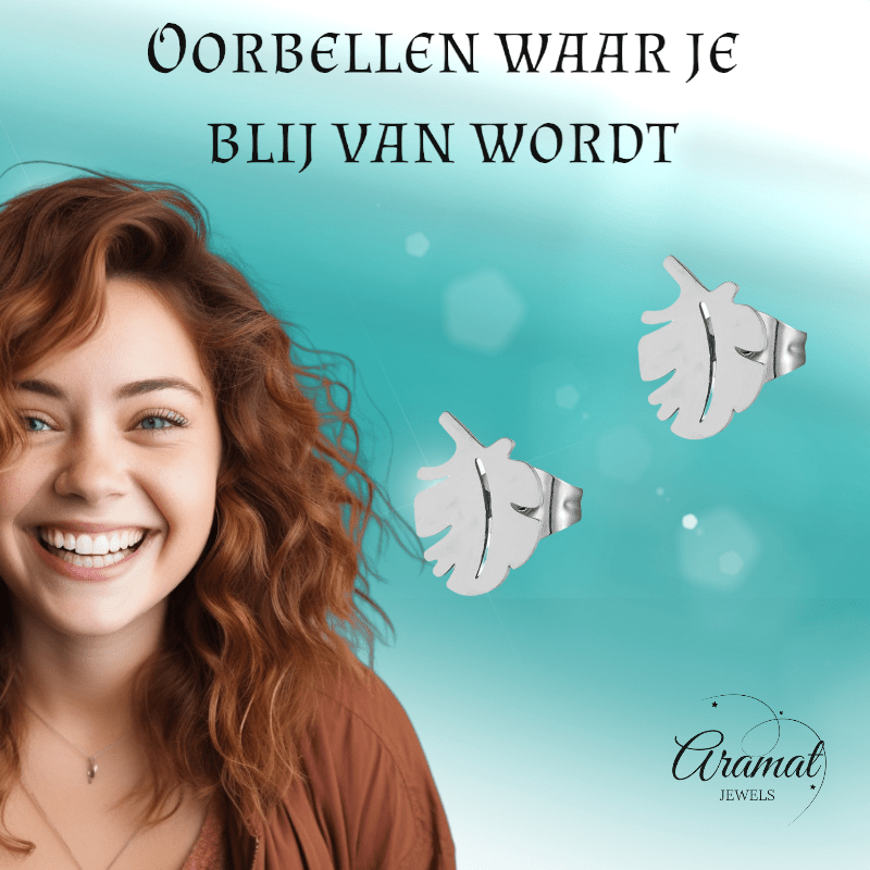 Zilverkleurige blad oorbellen 10×7 mm - oor3398 - XE76502 - Oorbellen kopen# - 10mm - alles - blad