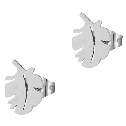 Zilverkleurige blad oorbellen 10×7 mm - oor3398 - XE76502 - Oorbellen kopen# - 10mm - alles - blad