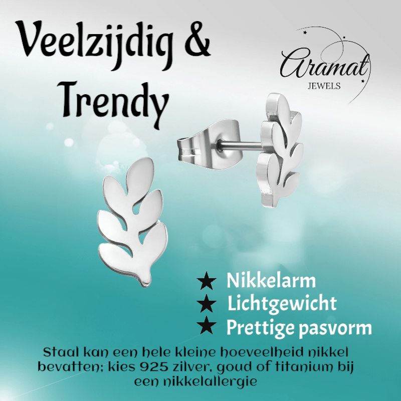 Zilverkleurige blad oorbellen 12×7 mm - oor4241 - 29802 - Oorbellen kopen# - 12mm - alles - blad