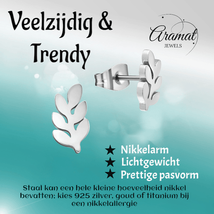 Zilverkleurige blad oorbellen 12×7 mm - oor4241 - 29802 - Oorbellen kopen# - 12mm - alles - blad