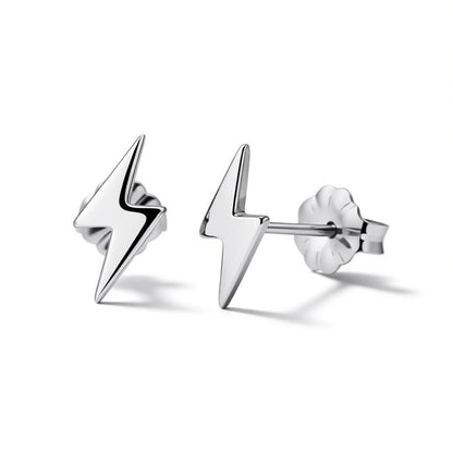 Boucles d'oreilles – Éclair en titane couleur argent (11 x 6 mm) 