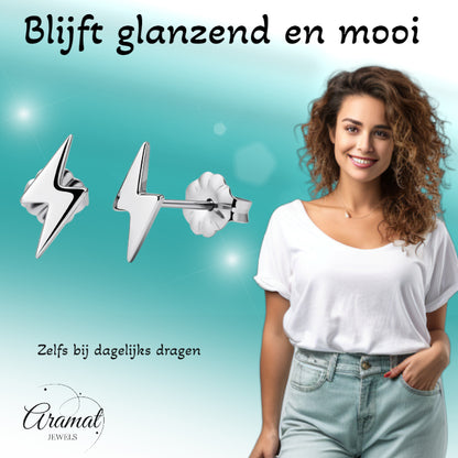 Boucles d'oreilles – Éclair en titane couleur argent (11 x 6 mm) 