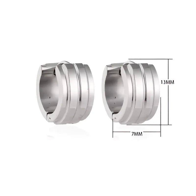 Zilverkleurige Klapcreolen - RVS - Twee Strepen - 13 mm - Uniseks - oor5786 - se20003 - Oorringen kopen# - 13mm - alles - cadeau