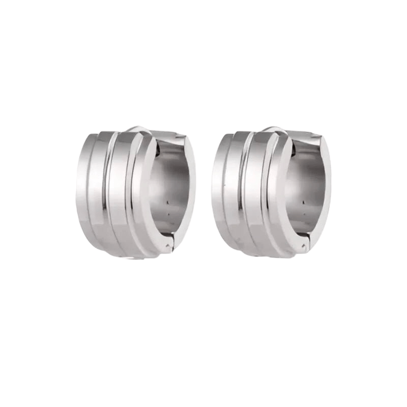 Zilverkleurige Klapcreolen - RVS - Twee Strepen - 13 mm - Uniseks - oor5786 - se20003 - Oorringen kopen# - 13mm - alles - cadeau