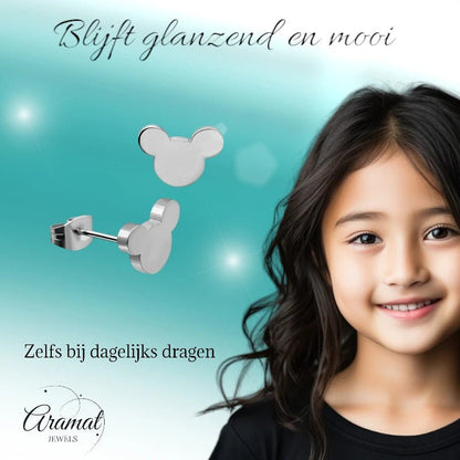 Zilverkleurige Mickey Mouse Oorbellen 10mm | Stainless Steel - oor4224 - Oorbellen kopen# - 10mm - alles - cadeau