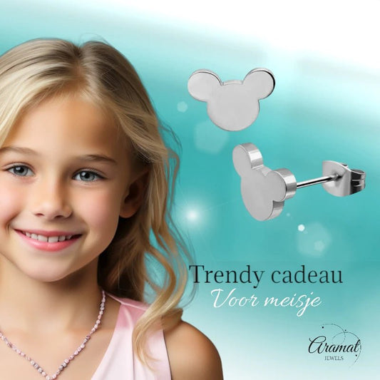 Zilverkleurige Mickey Mouse Oorbellen 10mm | Stainless Steel - oor4224 - Oorbellen kopen# - 10mm - alles - cadeau