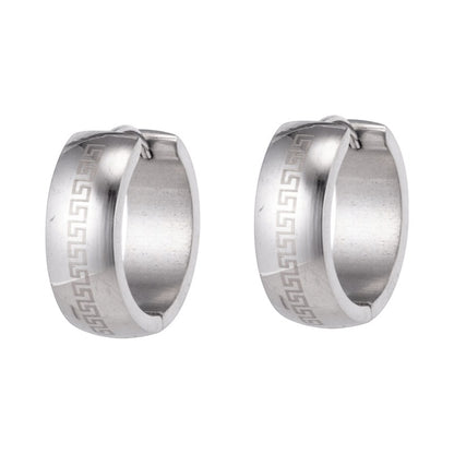 Zilverkleurige Oorringen - RVS - Grieks Motief - Uniseks - oor5790 - Oorringen kopen# - 13mm - alles - cadeau