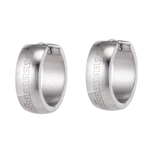 Zilverkleurige Oorringen - RVS - Grieks Motief - Uniseks - oor5790 - Oorringen kopen# - 13mm - alles - cadeau