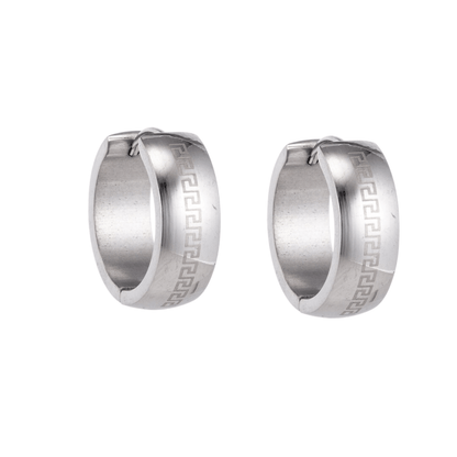 Zilverkleurige Oorringen - RVS - Grieks Motief - Uniseks - oor5790 - Oorringen kopen# - 13mm - alles - cadeau