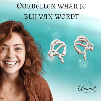 Zilverkleurige Oorstekers Meisje met de Parel - oor6394 - 638454 - Oorbellen kopen# - 12mm - alles - cadeau