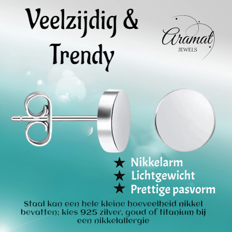 Zilverkleurige Ronde Oorstekers RVS 10mm - Aramat Jewels - Oorbellen - cadeautip