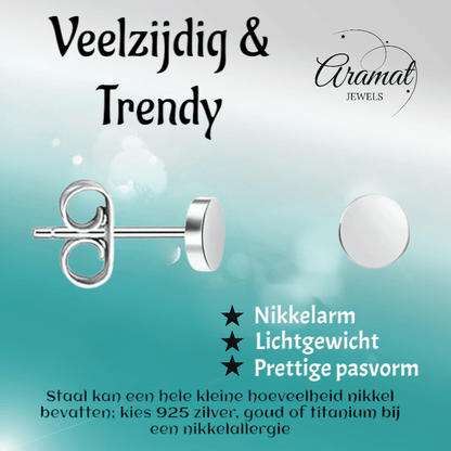 Zilverkleurige Ronde Oorstekers RVS 3mm - Aramat Jewels - Oorbellen - cadeautip