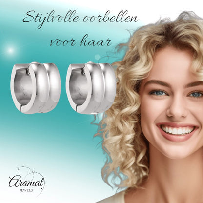 Zilverkleurige RVS Klapcreolen - 13 mm - oor5811 - se20006 - Oorringen kopen# - 13mm - alles - cadeau