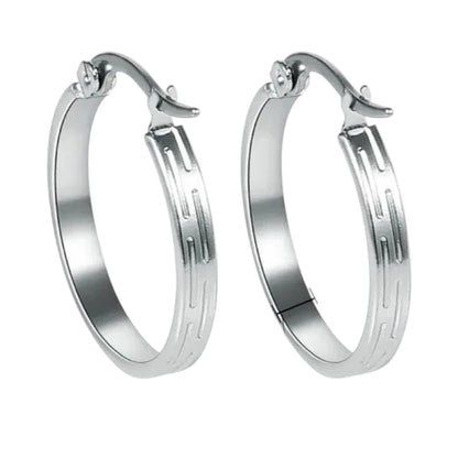Zilverkleurige RVS Oorringen met Streepjes Motief - 20 mm - Aramat Jewels - Oorringen - cadeautip