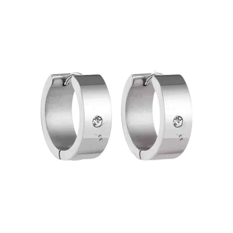 Wide Huggie Earrings 20x7mm Silver Color