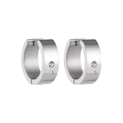 Wide Huggie Earrings 20x7mm Silver Color