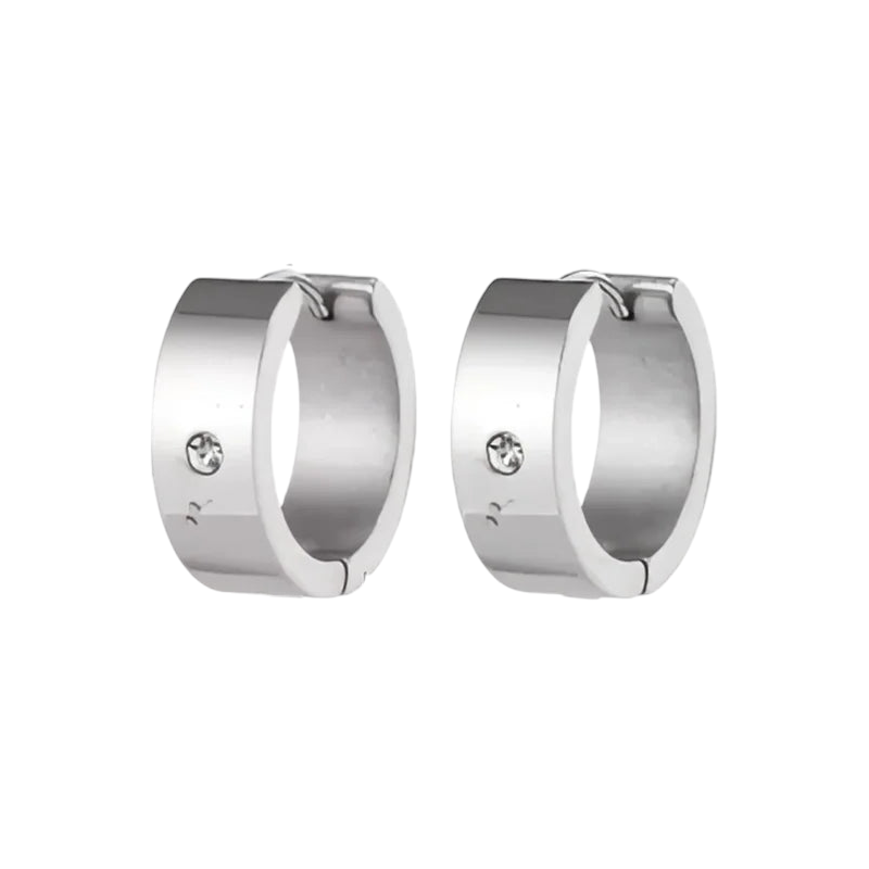 Wide Huggie Earrings 20x7mm Silver Color
