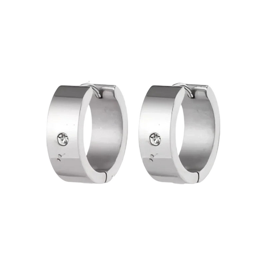 Wide Huggie Earrings 20x7mm Silver Color