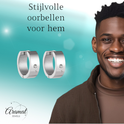 Wide Huggie Earrings 20x7mm Silver Color