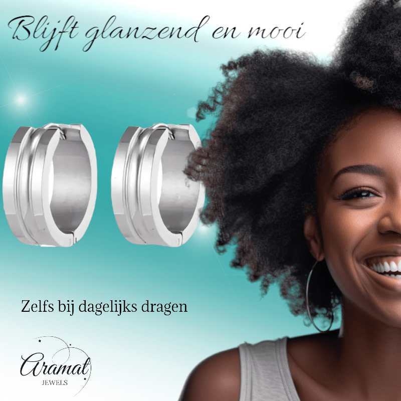 Zilverkleurige Stalen Oorbellen - Modern Design - oor5802 - se42134 - Oorringen kopen# - 19mm - 7mm - alles