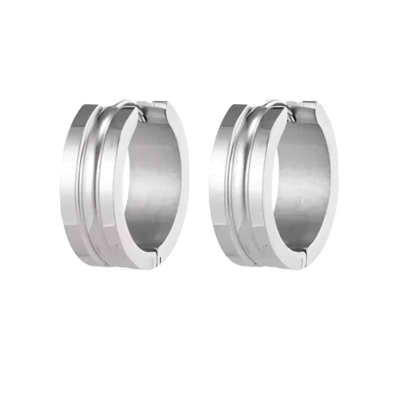 Zilverkleurige Stalen Oorbellen - Modern Design - oor5802 - se42134 - Oorringen kopen# - 19mm - 7mm - alles