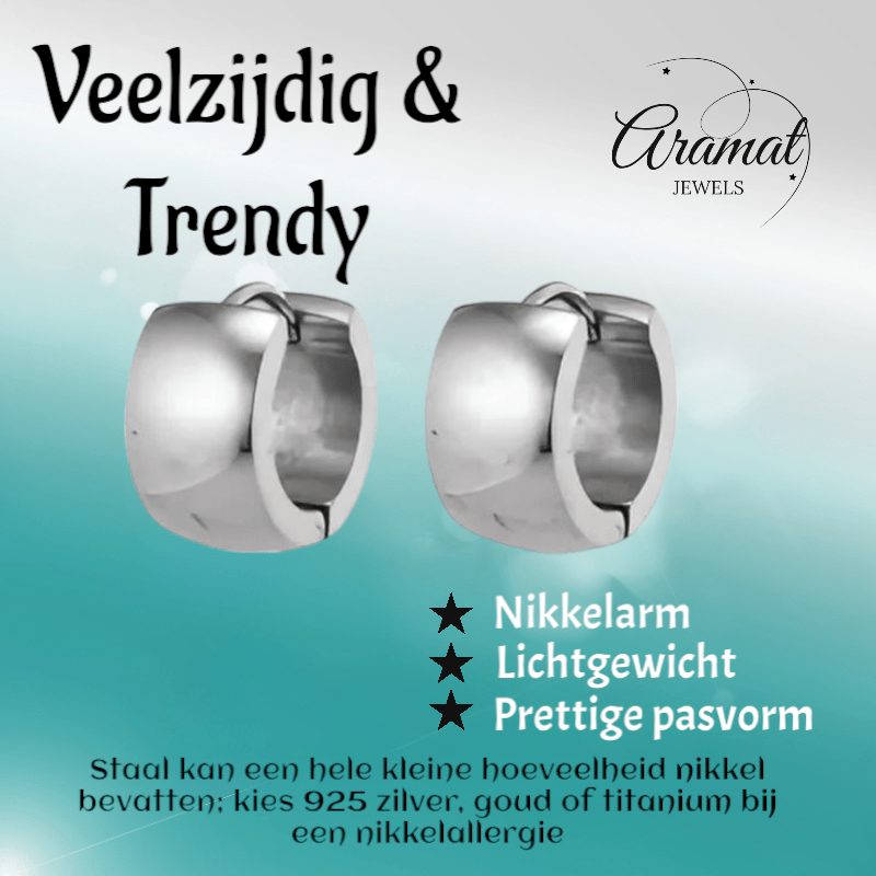 Zilverkleurige stalen oorringen 13 mm - oor5794 - se20005 - Oorringen kopen# - 13mm - alles - cadeau