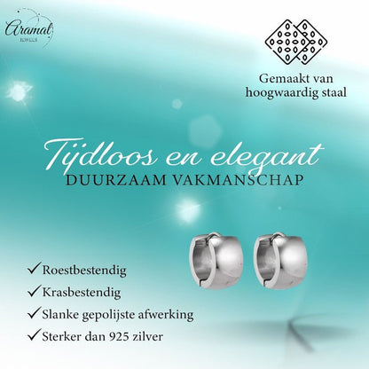 Zilverkleurige stalen oorringen 13 mm - oor5794 - se20005 - Oorringen kopen# - 13mm - alles - cadeau