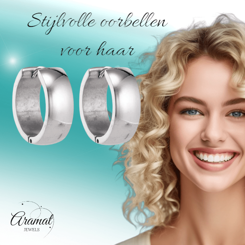 Zilverkleurige stalen oorringen 20 mm - oor5829 - se43133 - Oorringen kopen# - 20mm - alles - cadeau