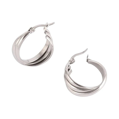 Zilverkleurige Triple Oorringen 20x7,5mm – Glanzend & Gekruist - oor6299 - 613827 - Oorringen kopen# - 20mm - alles - cadeau