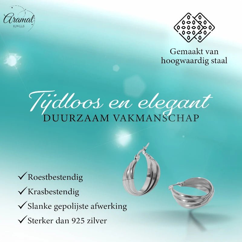 Zilverkleurige Triple Oorringen 22x8mm – Strakke look, driedubbel effect - oor6301 - 25438 - Oorringen kopen# - 22mm - alles - cadeau