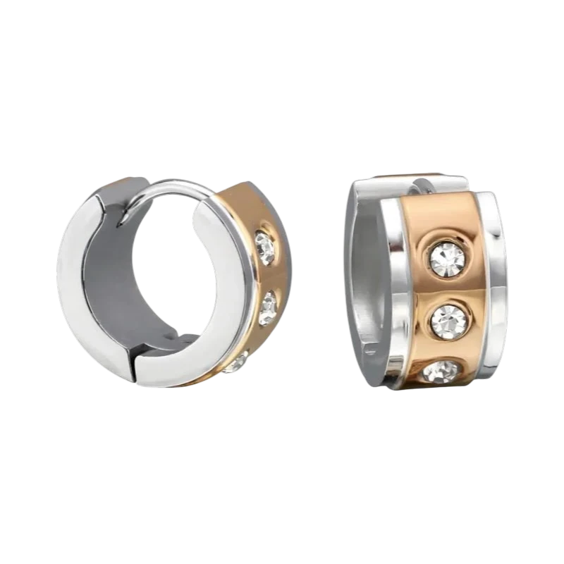 Earrings – Steel Huggies Zirconia Bicolor (13mm)