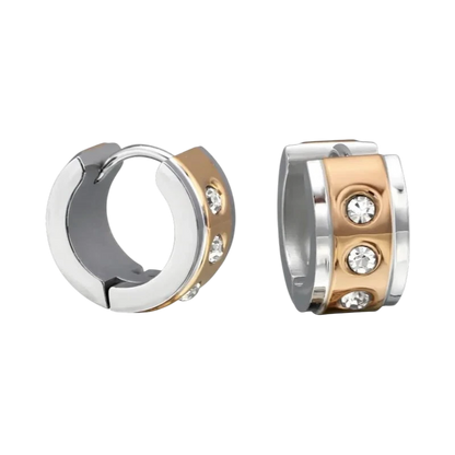 Earrings – Steel Huggies Zirconia Bicolor (13mm)