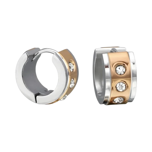 Earrings – Steel Huggies Zirconia Bicolor (13mm)