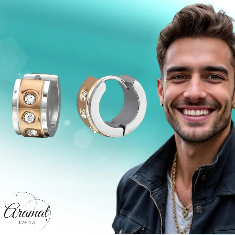 Earrings – Steel Huggies Zirconia Bicolor (13mm)