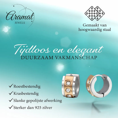 Earrings – Steel Huggies Zirconia Bicolor (13mm)