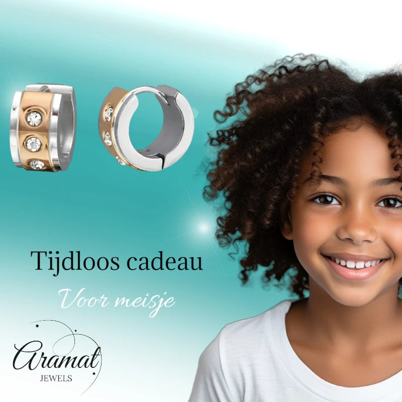 Earrings – Steel Huggies Zirconia Bicolor (13mm)