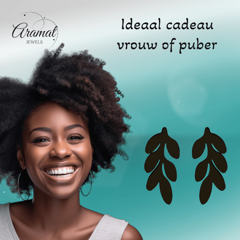 Zwarte Blaadjes Oorbellen RVS - 12x6 mm - oor5510 - Oorbellen kopen# - 12mm - alles - blad