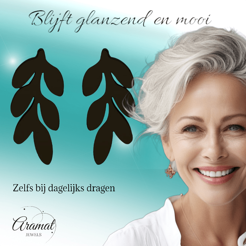 Zwarte Blaadjes Oorbellen RVS - 12x6 mm - oor5510 - Oorbellen kopen# - 12mm - alles - blad