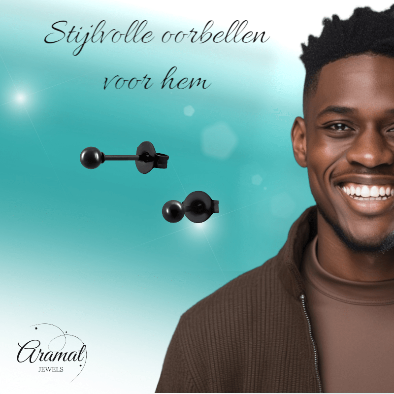Zwarte Bolletjes Oorbellen 3mm - oor2723 - 13881 - Oorbellen kopen# - 3mm - alles - bolletjes
