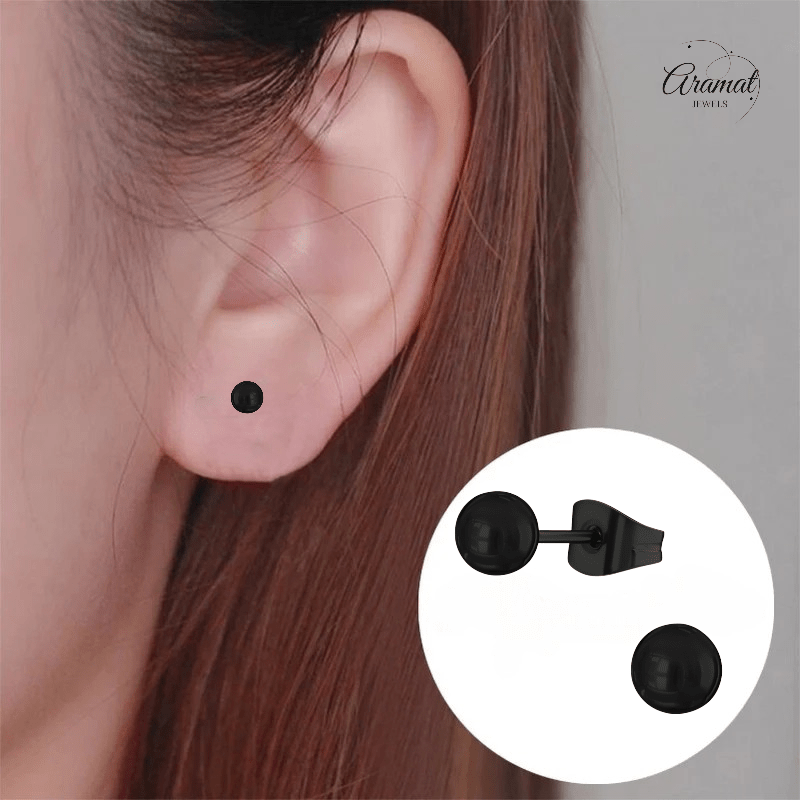 Zwarte Bolletjes Oorbellen 4mm - oor3313 - 13882 - Oorbellen kopen# - 4mm - alles - bolletjes